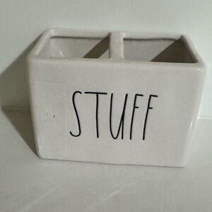 RAE DUNN Ceramic 'STUFF' Organizer - White
